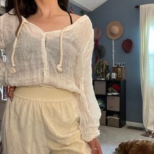 Sheer linen blouse made in Mexico